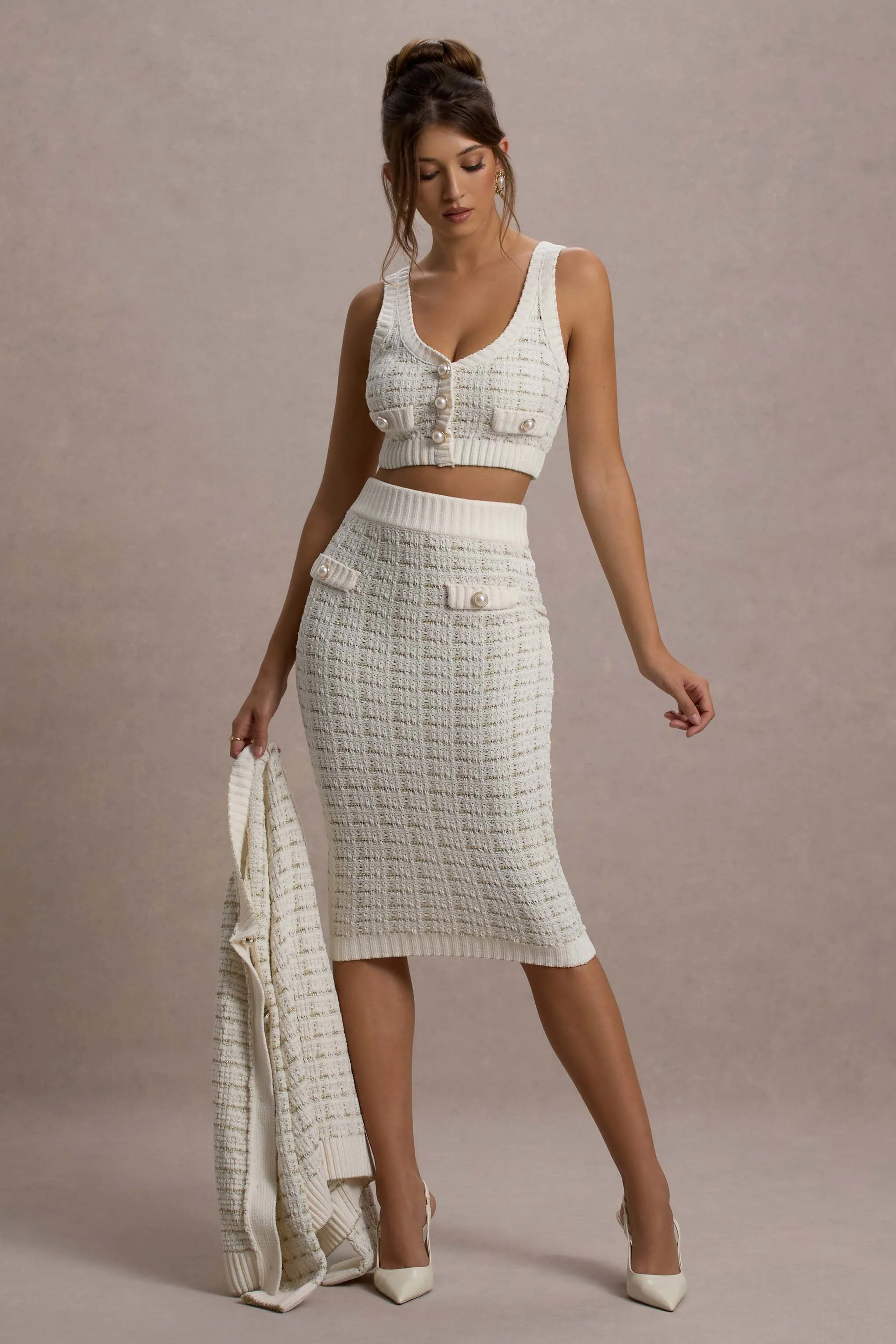 Dee | Cream Boucle Crop Top - Image 4